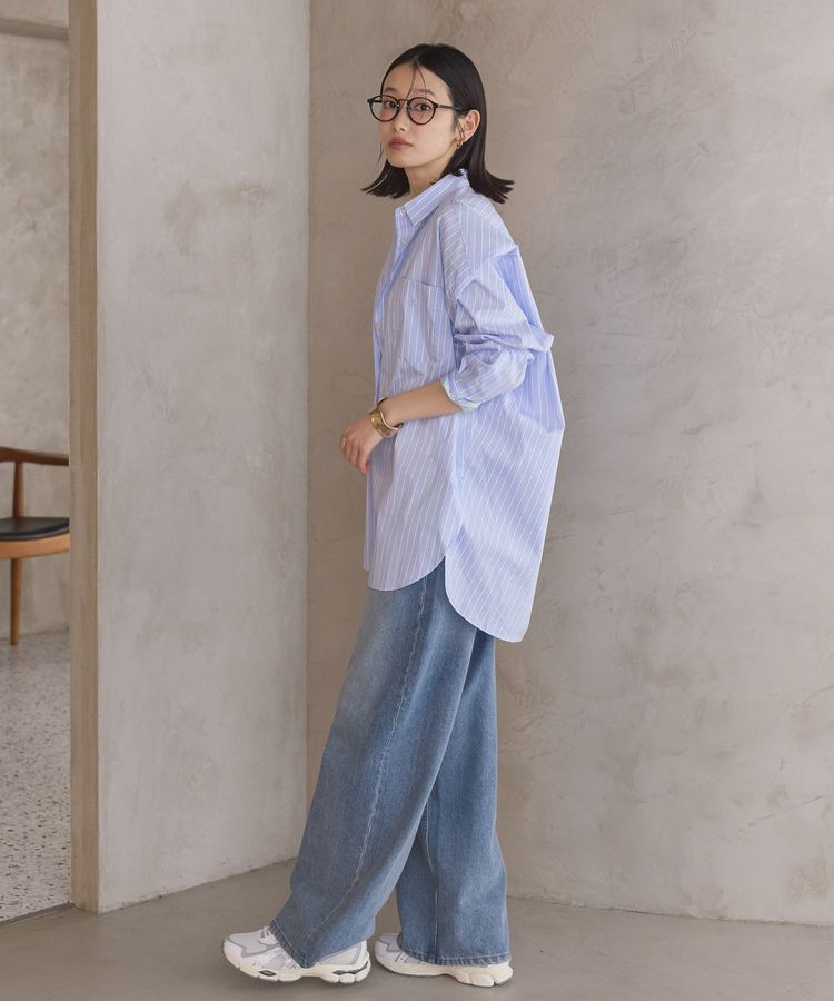 AMERICAN HOLIC「イージーケア配色ポイントロングシャツ/チュニック」|シャツ・ブラウス|