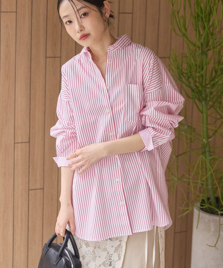 AMERICAN HOLIC「イージーケア配色ポイントロングシャツ/チュニック」|シャツ・ブラウス|