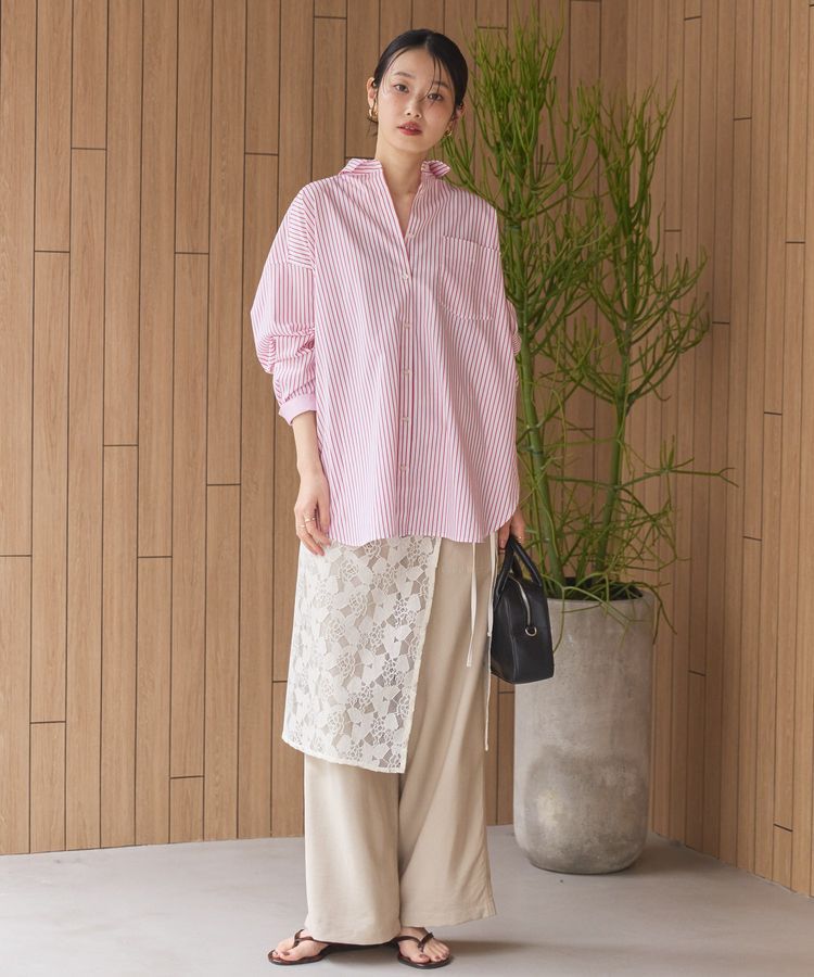 AMERICAN HOLIC「イージーケア配色ポイントロングシャツ/チュニック」|シャツ・ブラウス|