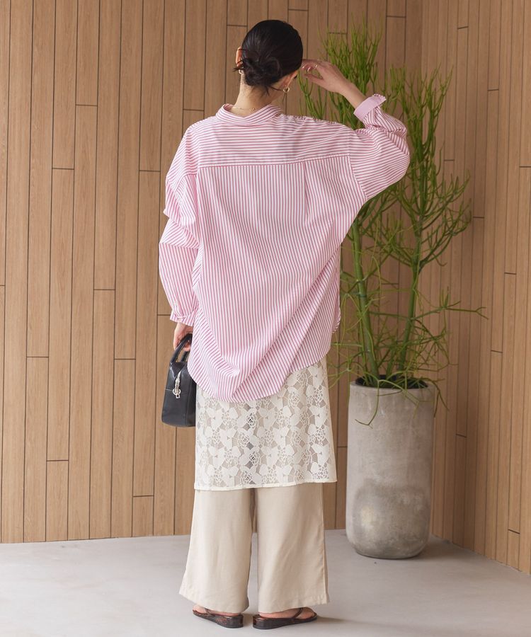 AMERICAN HOLIC「イージーケア配色ポイントロングシャツ/チュニック」|シャツ・ブラウス|