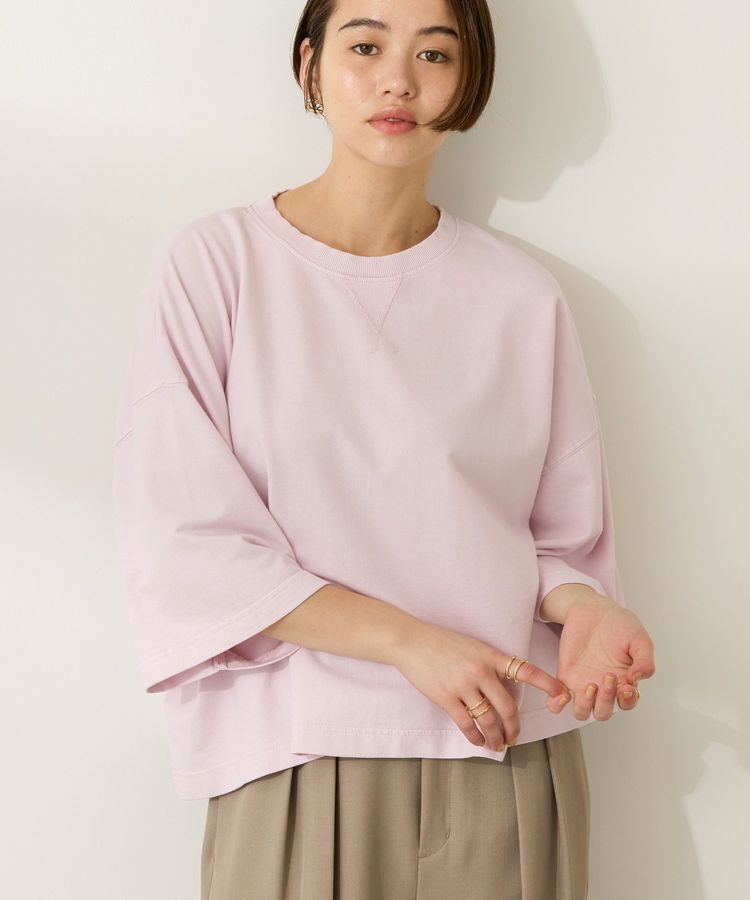 AMERICAN HOLIC「ピグメント加工ミニ裏毛半袖プルオーバー」|Tシャツ・カットソー|