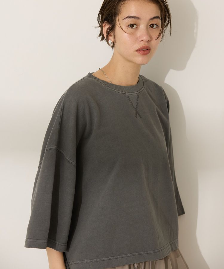 AMERICAN HOLIC「ピグメント加工ミニ裏毛半袖プルオーバー」|Tシャツ・カットソー|