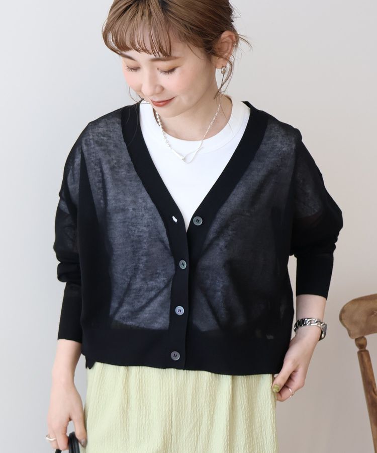 AMERICAN HOLIC「ウォッシャブルショート丈シアーカーディガン」|カーディガン|