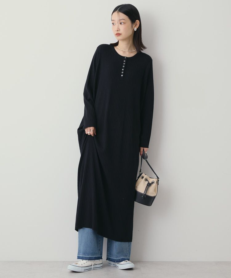 AMERICAN HOLIC「バイパチリブヘンリーニットワンピース＜静電気軽減＞」|ワンピース|Black