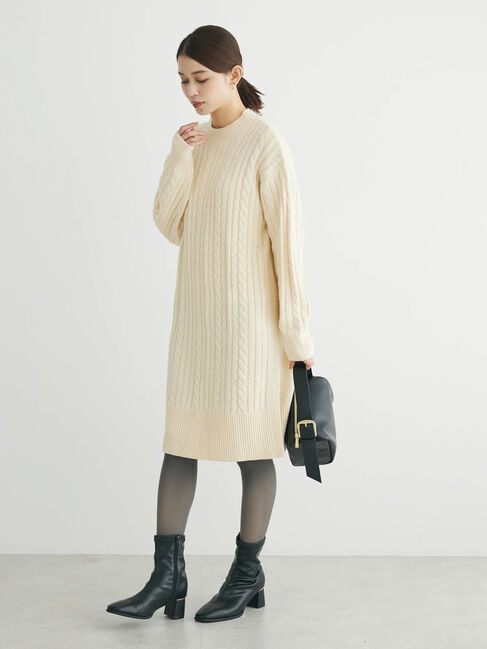 Green Parks「ケーブルニットミニワンピース」|ワンピース|Ecru