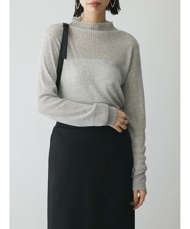 AnriettMusee「ラメ切替スリーブリブシアーニット」|ニット・セーター|