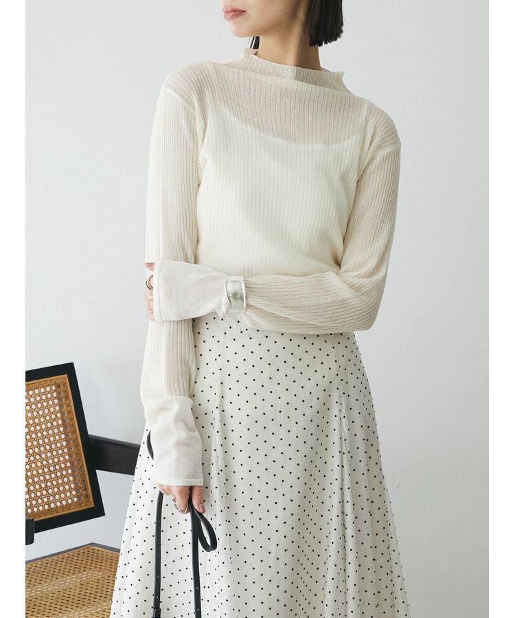 AnriettMusee「ラメ切替スリーブリブシアーニット」|ニット・セーター|