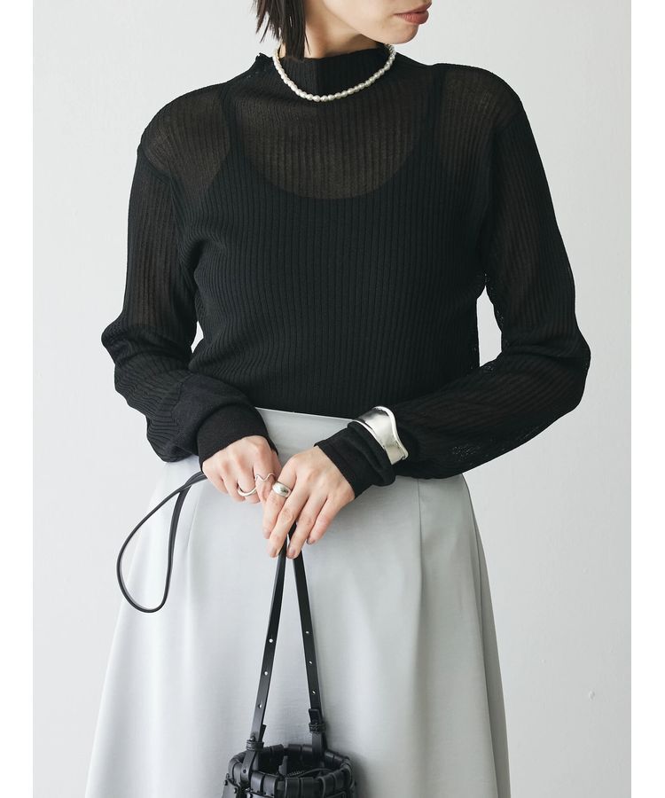 AnriettMusee「ラメ切替スリーブリブシアーニット」|ニット・セーター|