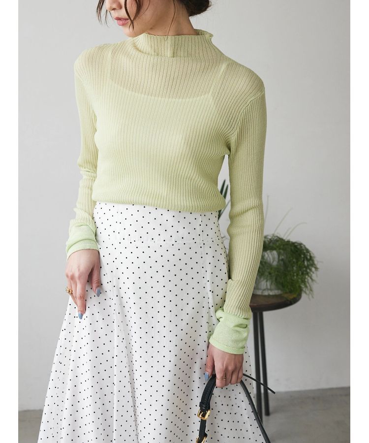 AnriettMusee「ラメ切替スリーブリブシアーニット」|ニット・セーター|