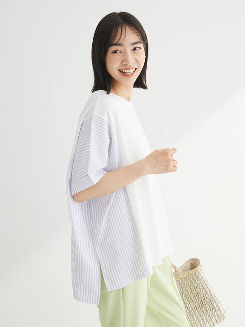 Green Parks「異素材脇切り替えドッキングプルオーバー」|Tシャツ・カットソー|