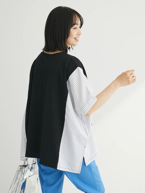 Green Parks「異素材脇切り替えドッキングプルオーバー」|Tシャツ・カットソー|