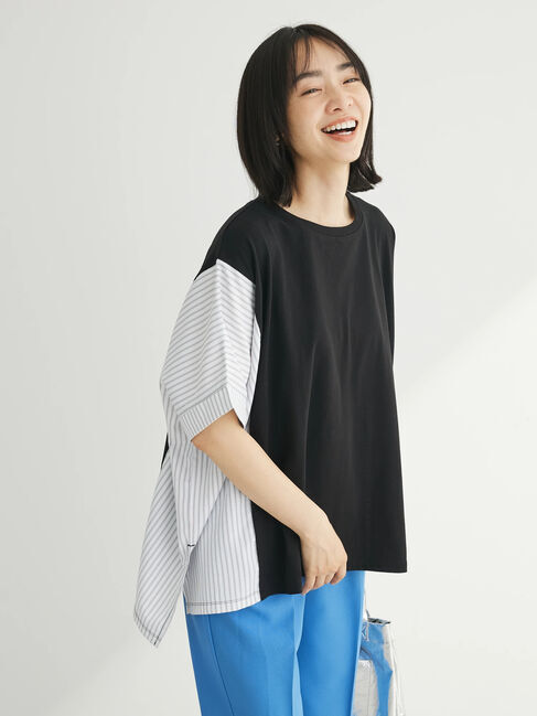 Green Parks「異素材脇切り替えドッキングプルオーバー」|Tシャツ・カットソー|