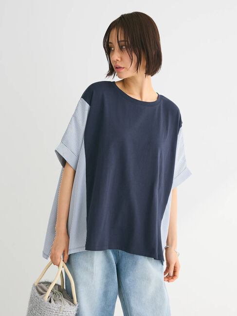 Green Parks「異素材脇切り替えドッキングプルオーバー」|Tシャツ・カットソー|