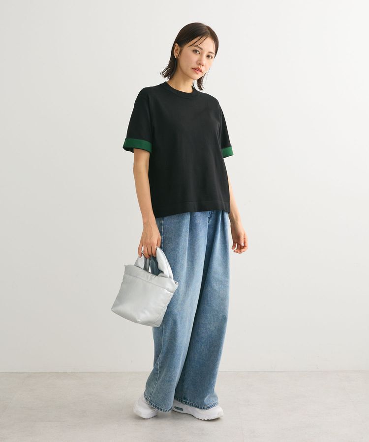 Green Parks「袖裏配色5分袖ニットプルオーバー」|ニット・セーター|