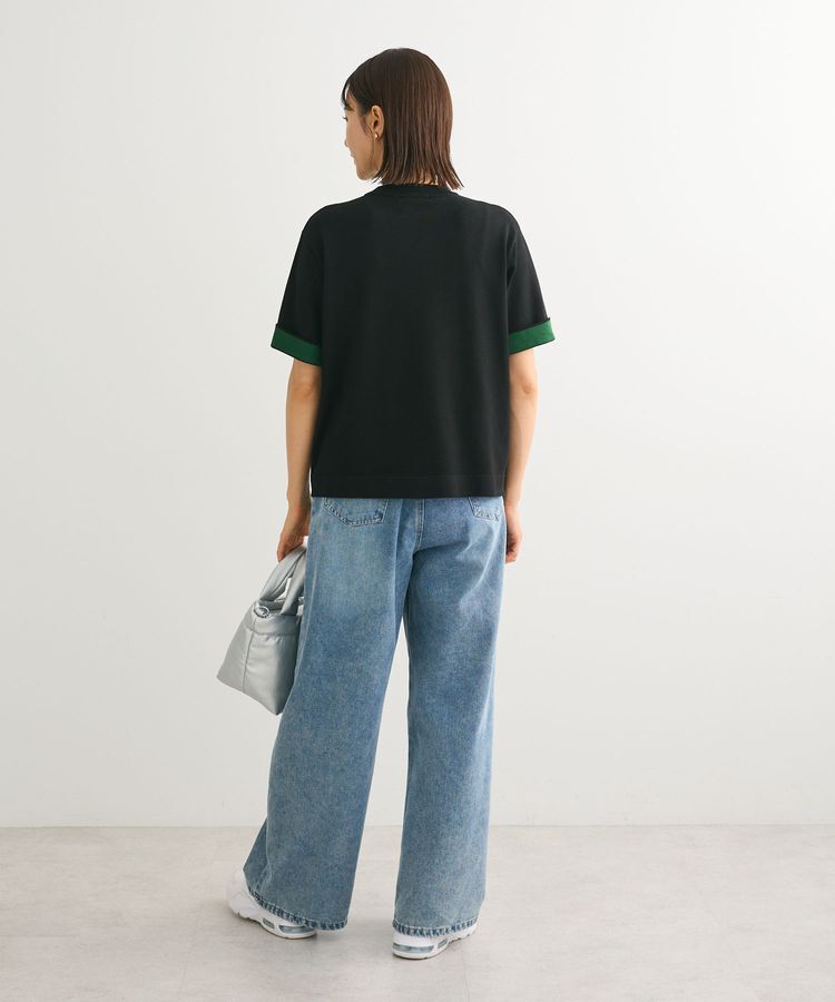 Green Parks「袖裏配色5分袖ニットプルオーバー」|ニット・セーター|