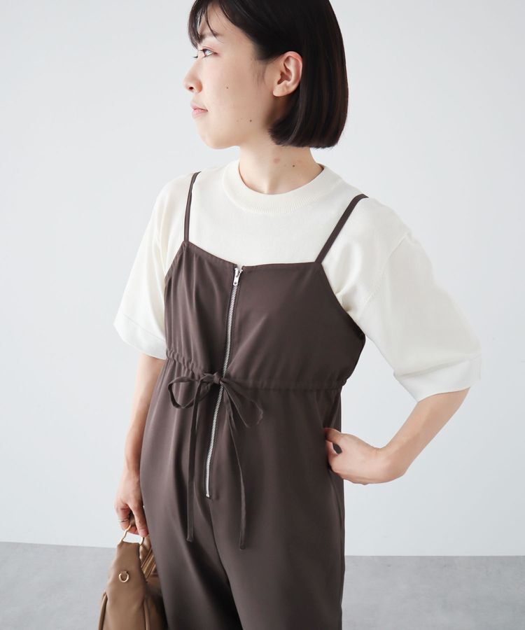 Green Parks「袖裏配色5分袖ニットプルオーバー」|ニット・セーター|