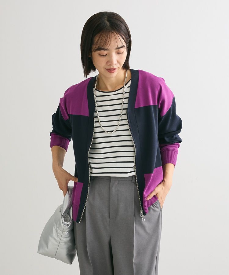 Green Parks「・furry rate かる～いニットZIPブルゾン」|カーディガン|