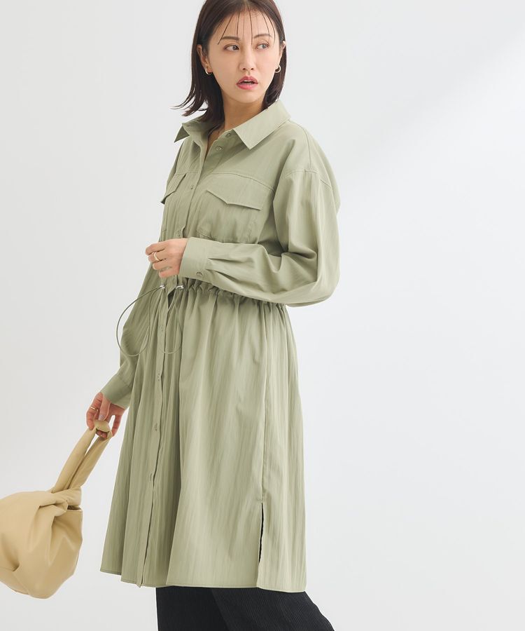 Green Parks「ミディ丈ミリタリーシャツワンピース」|ワンピース|Khaki