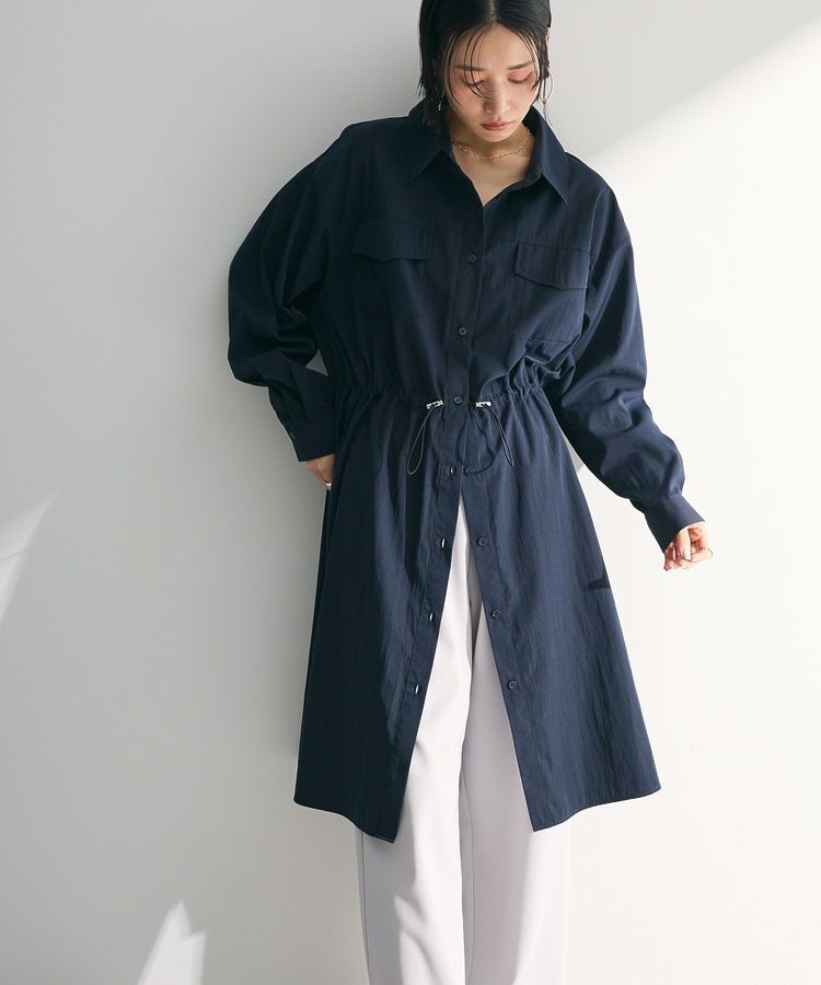 Green Parks「ミディ丈ミリタリーシャツワンピース」|ワンピース|Dark Navy