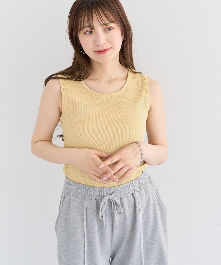 Green Parks「・Petit Fleur ラメリブタンクトップ」|インナー|Yellow