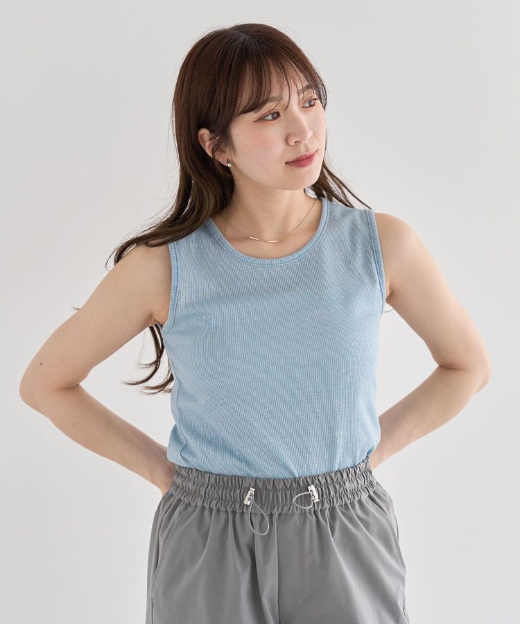 Green Parks「・Petit Fleur ラメリブタンクトップ」|インナー|Blue
