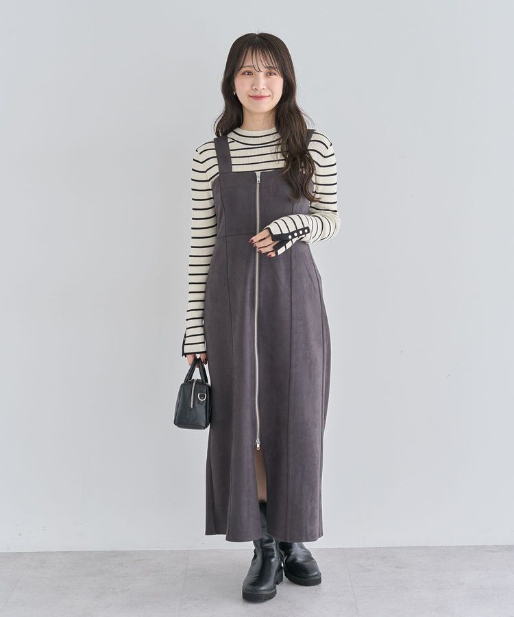Green Parks「・ELENCARE DUE スエードポンチジャンスカ」|ワンピース|Charcoal Gray