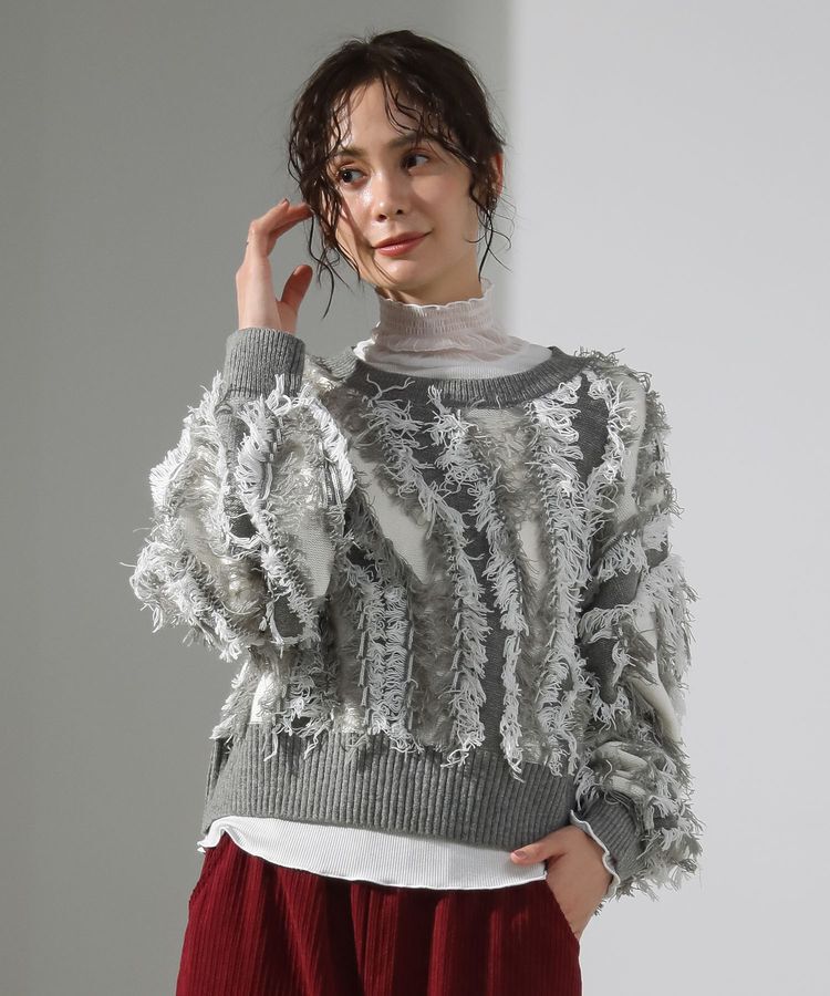 Green Parks「・ELENCARE DUE フリンジジャカードニット」|ニット・セーター|