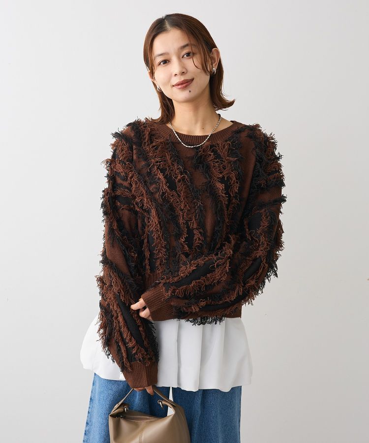 Green Parks「・ELENCARE DUE フリンジジャカードニット」|ニット・セーター|