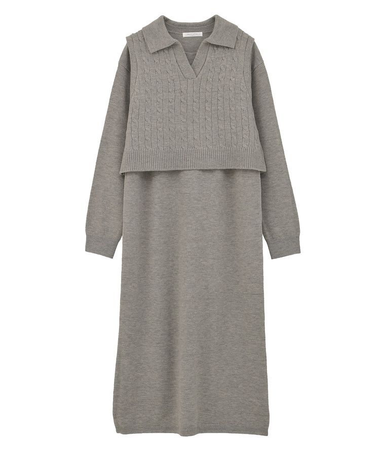 Green Parks「SET2点ケーブルベスト+ニットワンピース」|ワンピース|