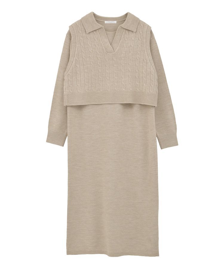 Green Parks「SET2点ケーブルベスト+ニットワンピース」|ワンピース|