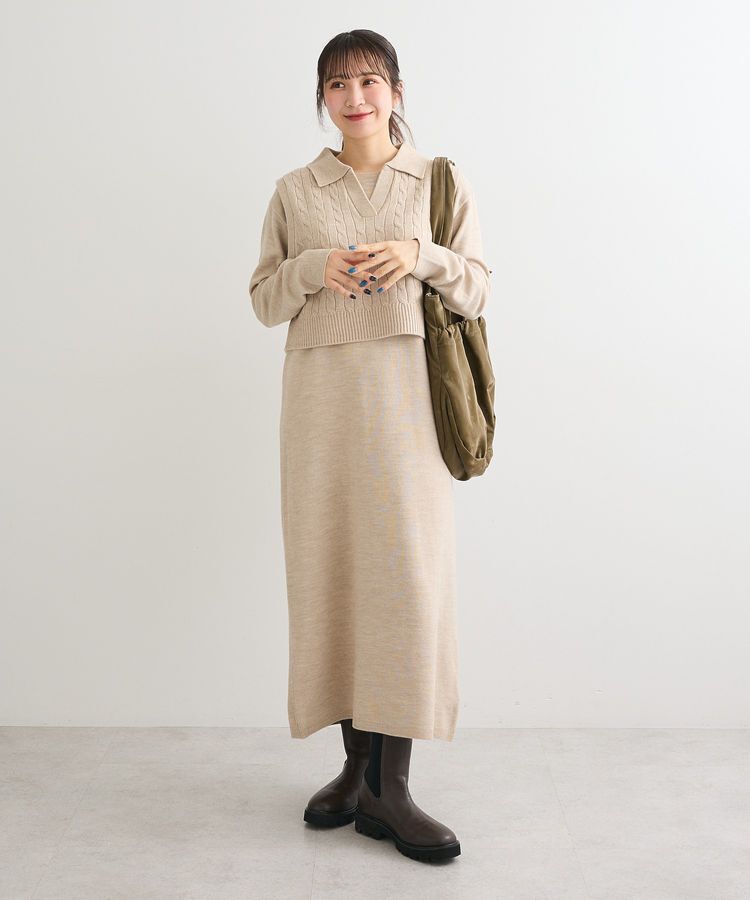 Green Parks「SET2点ケーブルベスト+ニットワンピース」|ワンピース|
