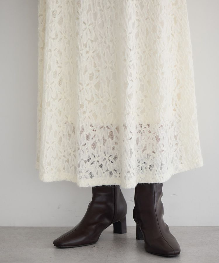 YECCA VECCA「フラワー起毛レースマーメイドスカート」|フレア|