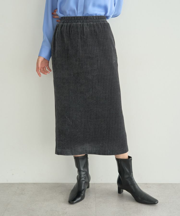 YECCA VECCA「コーデュロイナロースカート」|タイト|Charcoal Gray