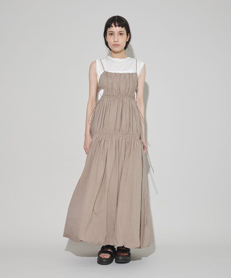 GARAGE OF GOOD CLOTHING「シャーリングサイドオープンワンピース」|ワンピース|Beige