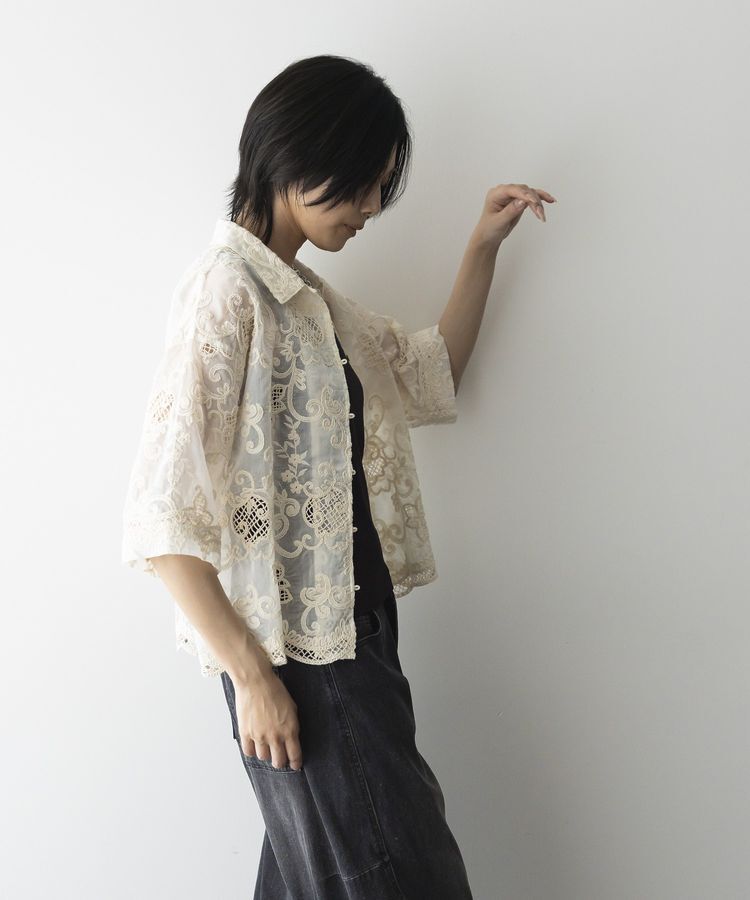 GARAGE OF GOOD CLOTHING「開襟レースハーフスリーブシャツ」|シャツ・ブラウス|