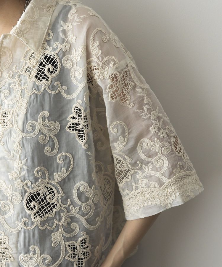 GARAGE OF GOOD CLOTHING「開襟レースハーフスリーブシャツ」|シャツ・ブラウス|