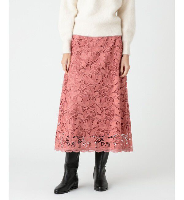 LOULOU WILLOUGHBY「【LOULOU WILLOUGHBY】ブロシェコスモフラワーレーススカート」|スカート|ピンク