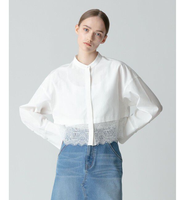 allureville「タイプライターレーシーヘムブラウス」|シャツ・ブラウス|