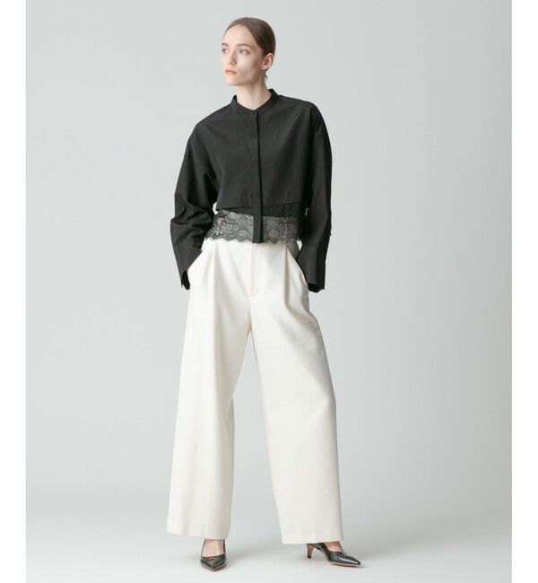 allureville「タイプライターレーシーヘムブラウス」|シャツ・ブラウス|