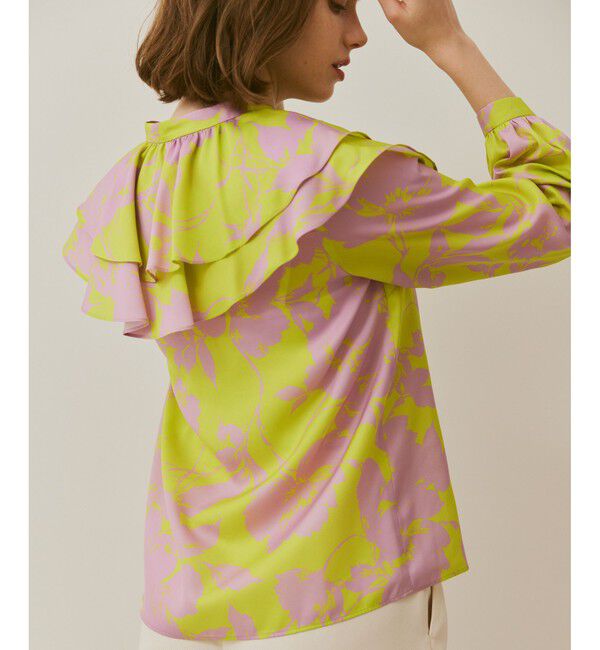 LOULOU WILLOUGHBY「【LOULOU WILLOUGHBY】ツートンフラワーラッフルブラウス」|シャツ・ブラウス|