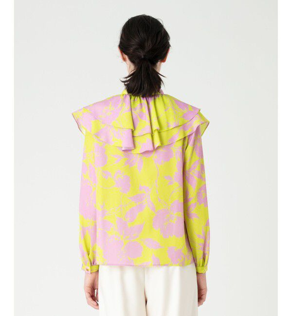 LOULOU WILLOUGHBY「【LOULOU WILLOUGHBY】ツートンフラワーラッフルブラウス」|シャツ・ブラウス|