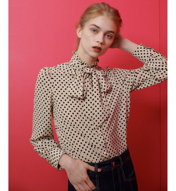 LOULOU WILLOUGHBY「【LOULOU WILLOUGHBY】◇ デシンドットフリルボウタイブラウス」|シャツ・ブラウス|