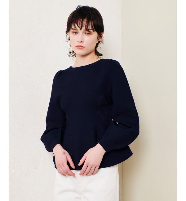 allureville「バックレースアッププルオーバー」|ニット・セーター|ネイビー