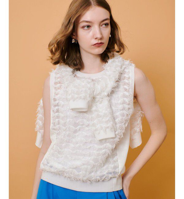 allureville「シアーカットジャガードカーディガン」|カーディガン|オフホワイト