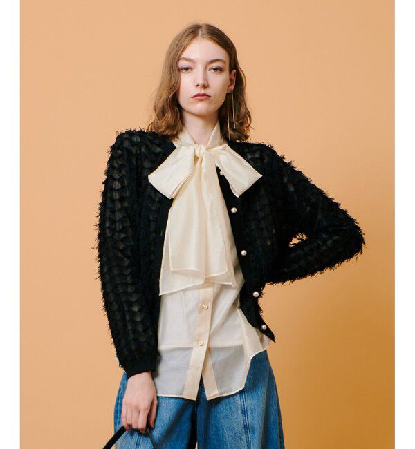 allureville「シアーカットジャガードカーディガン」|カーディガン|