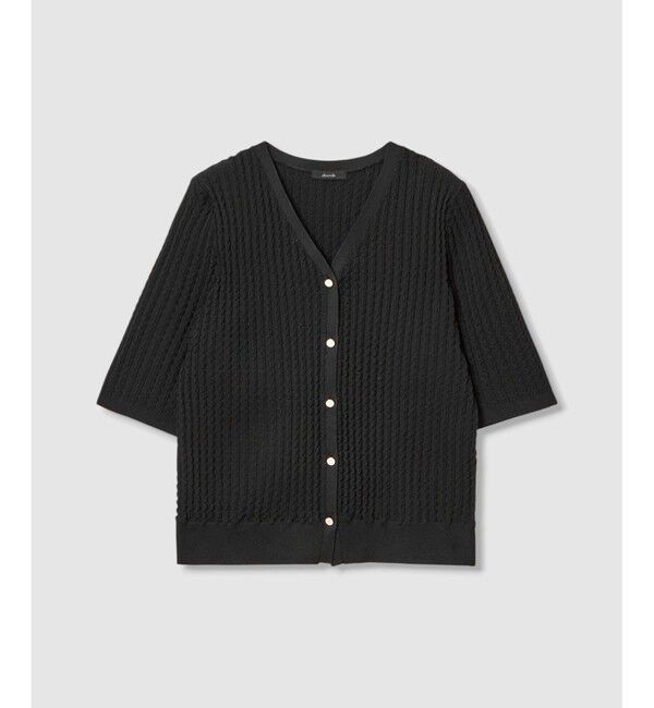 allureville「ソチッドウェービーV プルオーバー」|カーディガン|ブラック