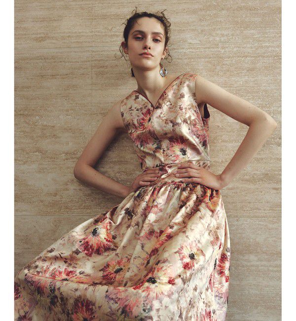 LOULOU WILLOUGHBY「【LOULOU WILLOUGHBY】BHARAT SILK ハートネックワンピース」|ワンピース|ベージュ系