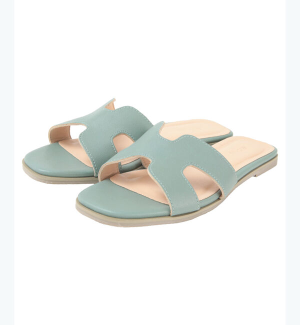 titivate「フラットスクエアサンダル」|サンダル|ミントグリーン