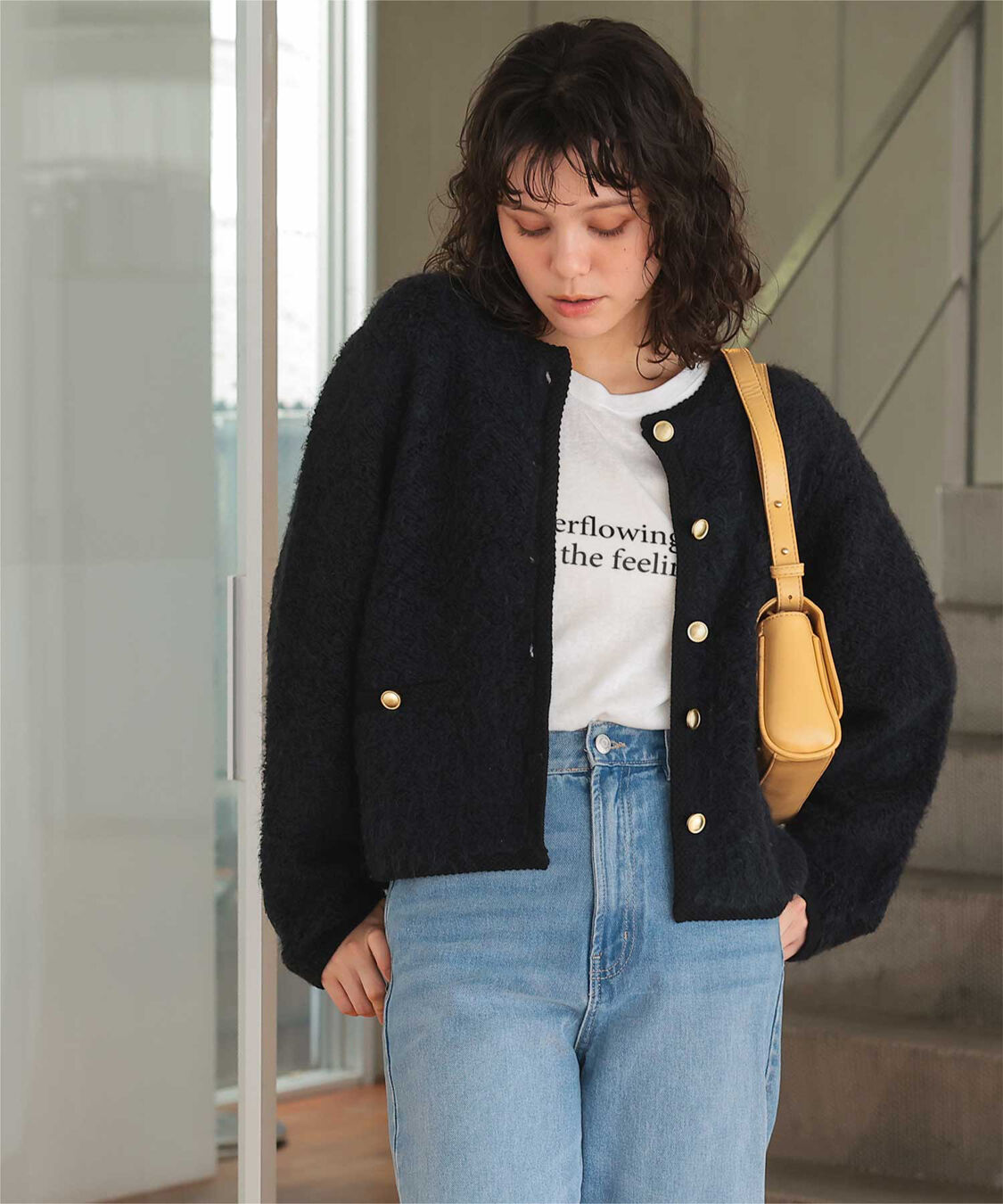 titivate「プチループゴールド釦ニットカーディガン」|ニット・セーター|