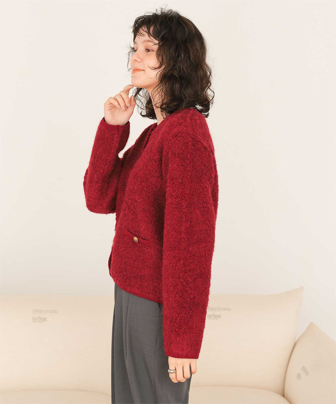 titivate「プチループゴールド釦ニットカーディガン」|ニット・セーター|